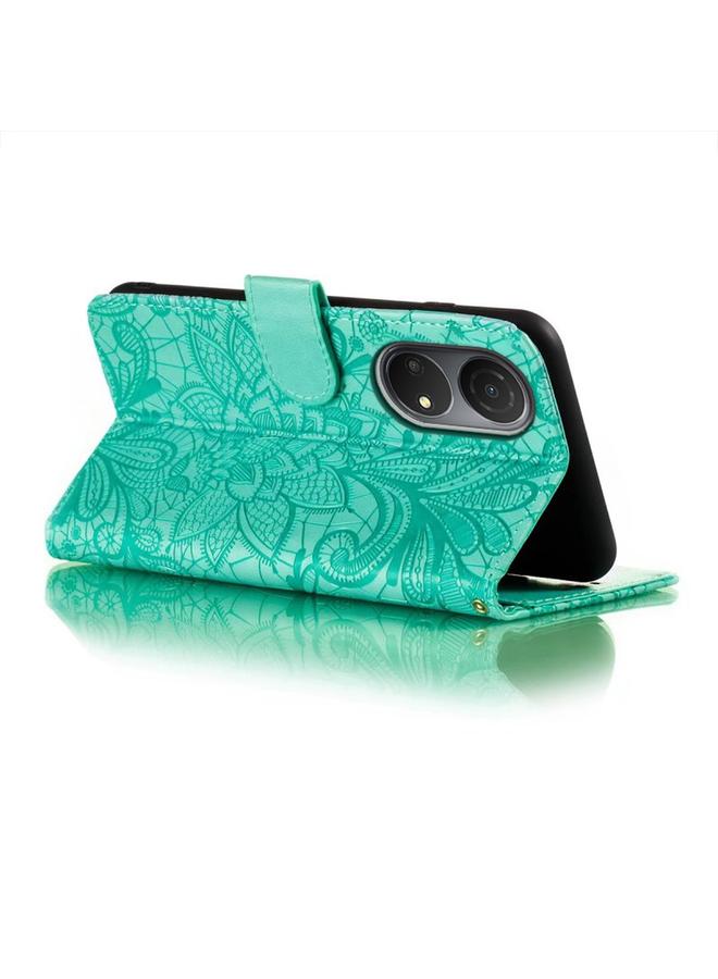 اس-توب جراب هاتف Honor Play 30 Plus من الجلد القابل للطي مع نقش زهور الدانتيل - Image 5