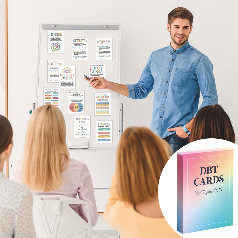 Marspark 48 Pcs DBT Flashcards - Dialectical Behavior Therapy Coping Skills Cards, Anxiety Coping Skills, Cognitive Distortions, DBT Affirmations Mental Health Counseling Card Deck Ring - Image 4