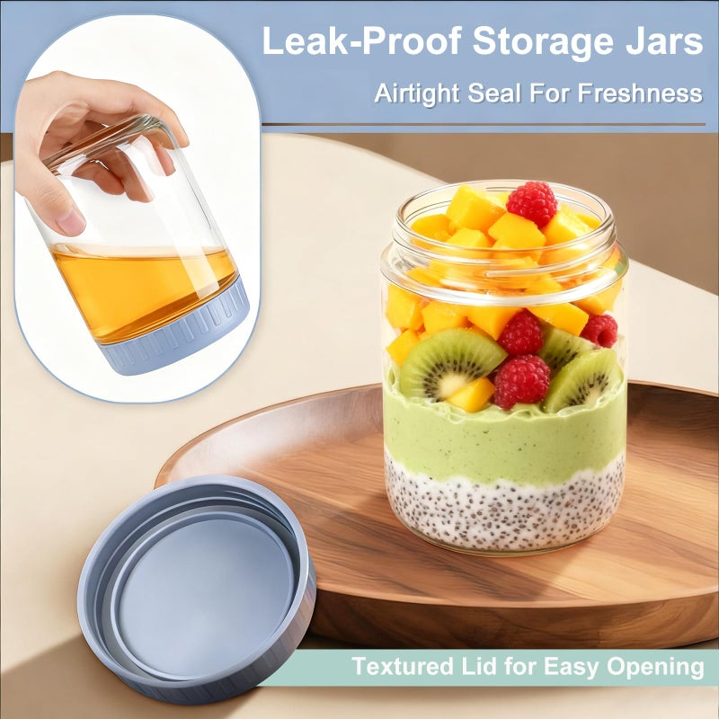 COYACOOL Overnight Oats Containers with Lids, 16oz Wide Mouth Mason Jars with Lids, 9 Pack Glass Jars with Airtight lid for Chia Pudding Yogurt Salad, Meal Prer Oatmeal Jars - Image 4