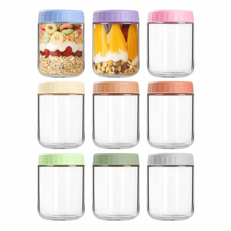 COYACOOL Overnight Oats Containers with Lids, 16oz Wide Mouth Mason Jars with Lids, 9 Pack Glass Jars with Airtight lid for Chia Pudding Yogurt Salad, Meal Prer Oatmeal Jars - Image 1