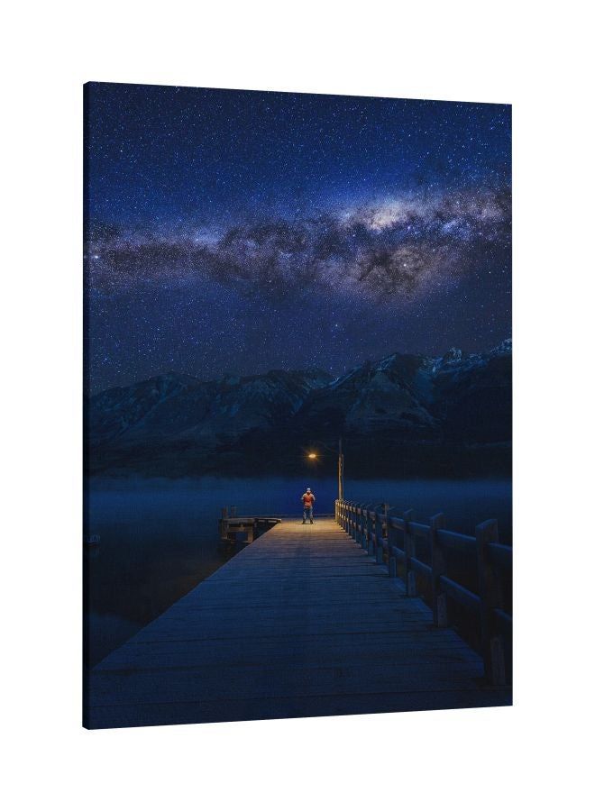RKN Sky Stars Printed Framed Canvas Wall Art Blue/Black/Yellow 60 x 80centimeter - Image 2