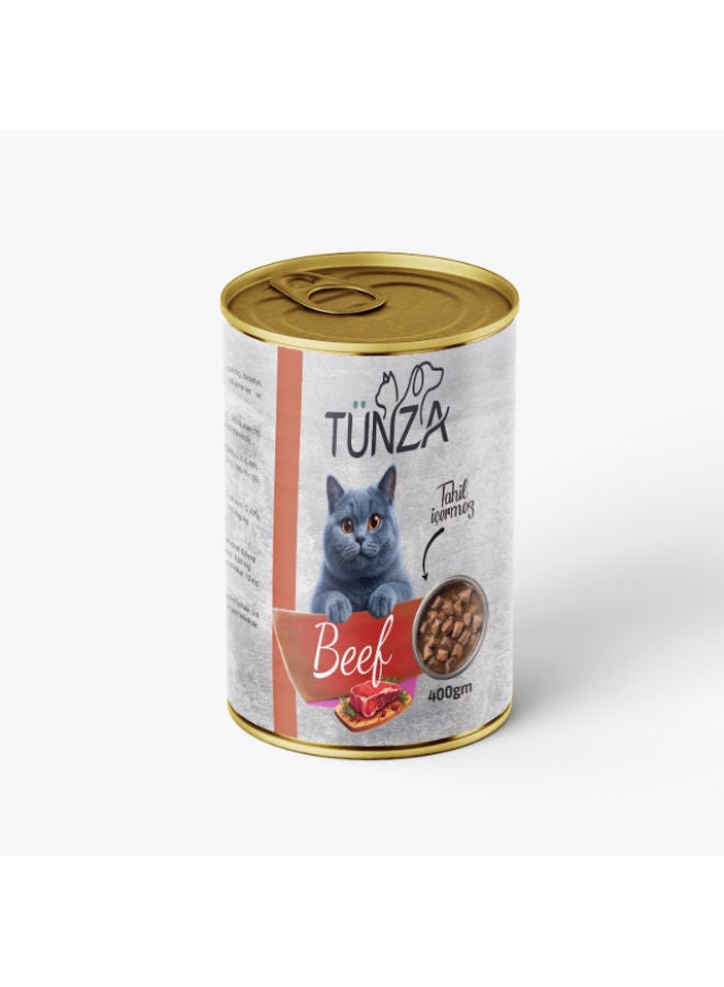 Tunza Chunks Can Food For Adult Cat Beef 400 GM Pack of 6