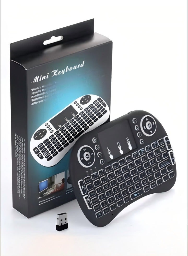 2.4GHz Mini Wireless Keyboard with Touchpad,LED Backlit,Portable Keyboard for laptop/PC/Tablets/Windows/Mac/TV/Raspberry Pi .(Black)  - Image 1