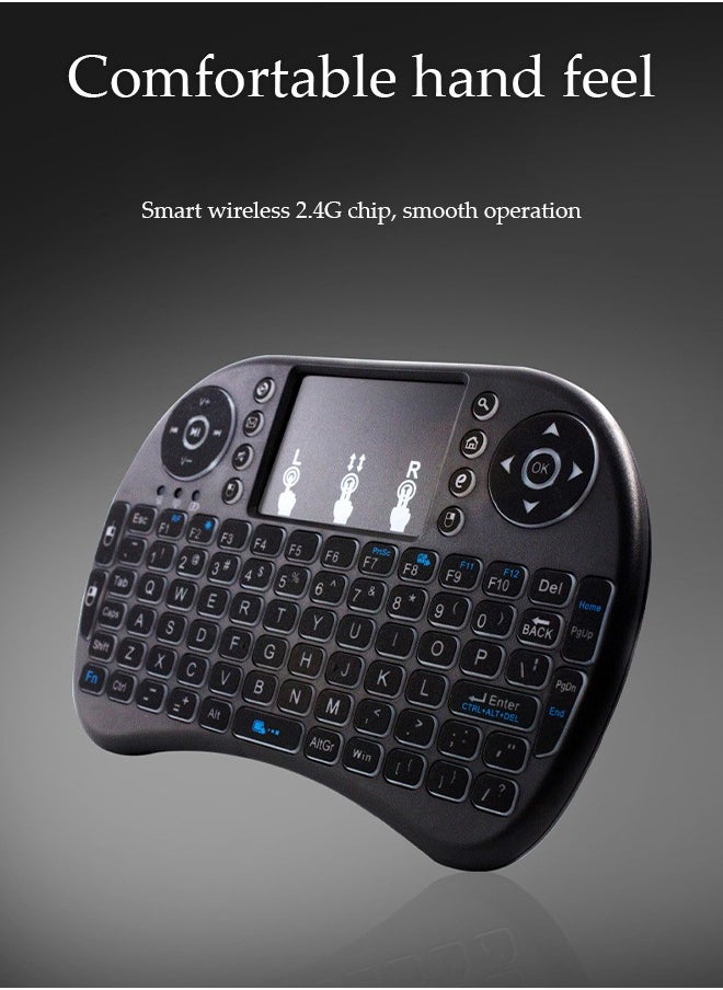 Generic - 2.4GHz Mini Wireless Keyboard with Touchpad,LED Backlit,Portable Keyboard for laptop/PC/Tablets/Windows/Mac/TV/Raspberry Pi .(Black) - Image 1