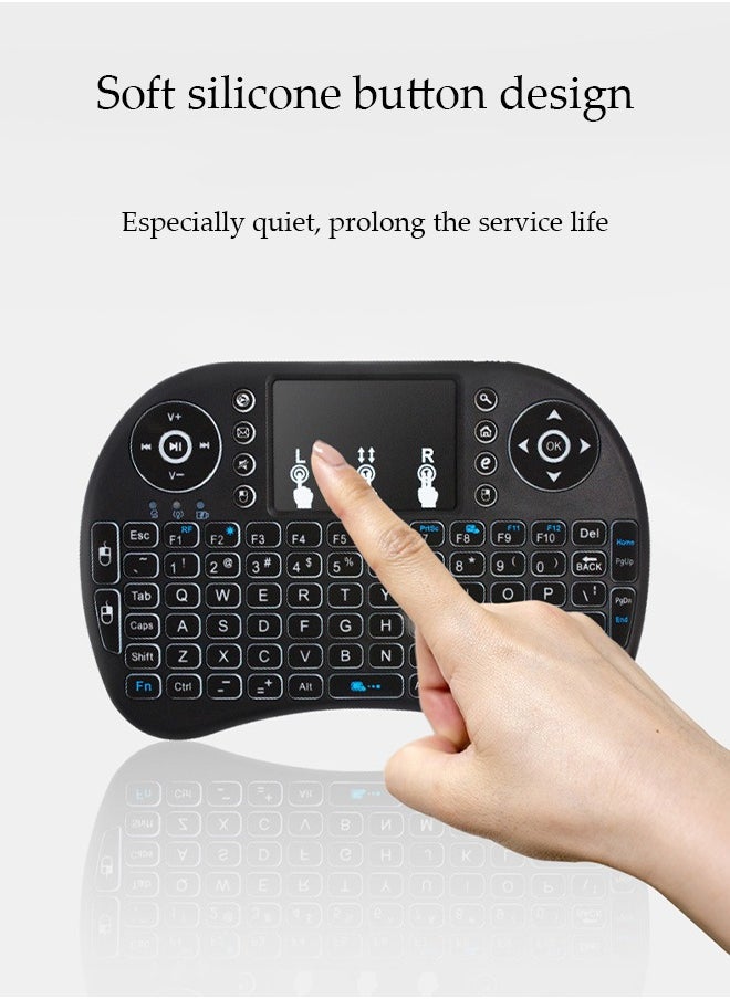 Generic - 2.4GHz Mini Wireless Keyboard with Touchpad,LED Backlit,Portable Keyboard for laptop/PC/Tablets/Windows/Mac/TV/Raspberry Pi .(Black) - Image 1