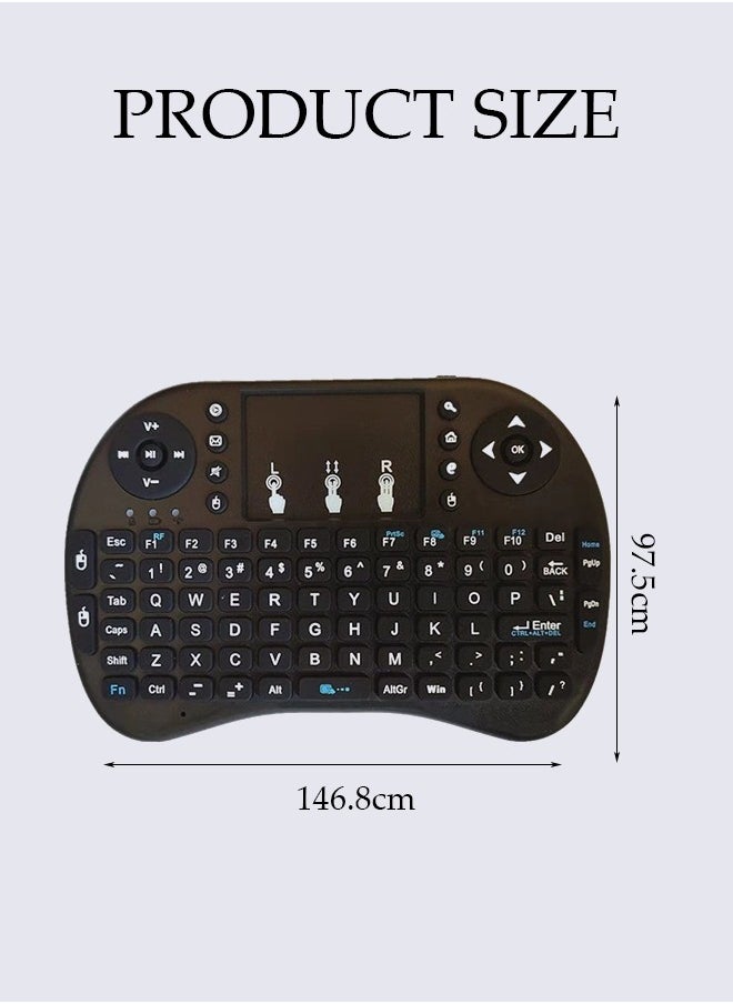 Generic - 2.4GHz Mini Wireless Keyboard with Touchpad,LED Backlit,Portable Keyboard for laptop/PC/Tablets/Windows/Mac/TV/Raspberry Pi .(Black) - Image 1