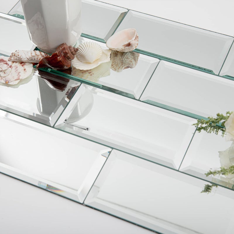 Lovdeco Mirror Peel and Stick Tile Beveled Subway Mirror Backsplash 3x6 Inch for Kitchen Bathroom Wall 40 Pcs 5 SQFT