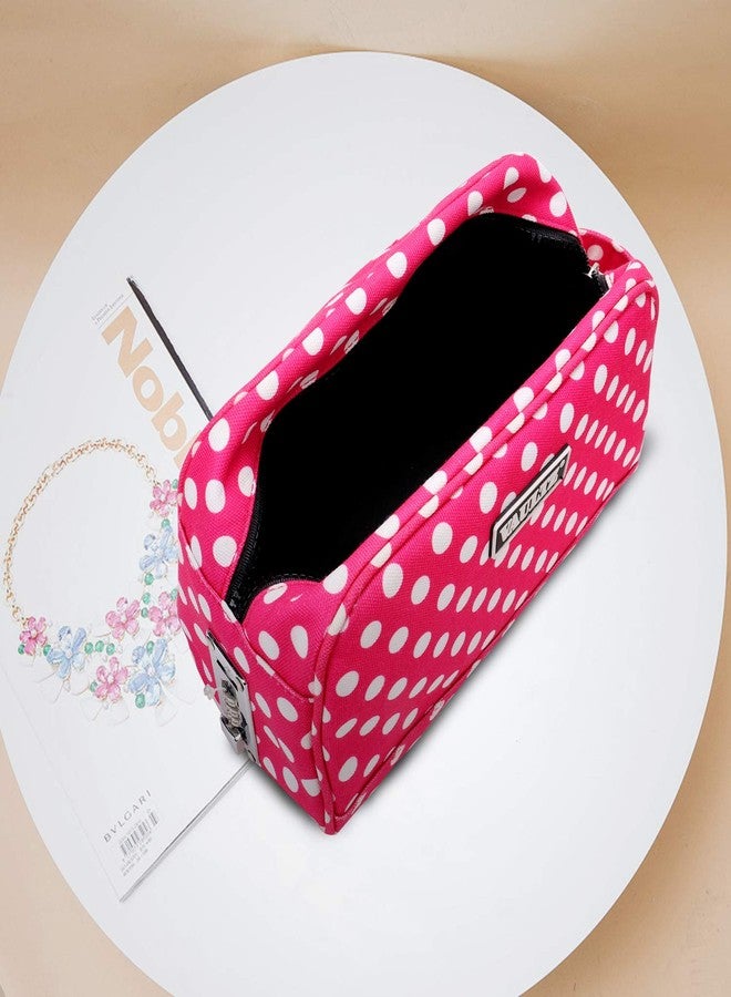 فولتز طقم سفر من النايلون قابل للقفل من Vaultz، 10 × 5.75 × 5 بوصات، بنقاط بولكا وردية/بيضاء (VZ03512) - Image 3