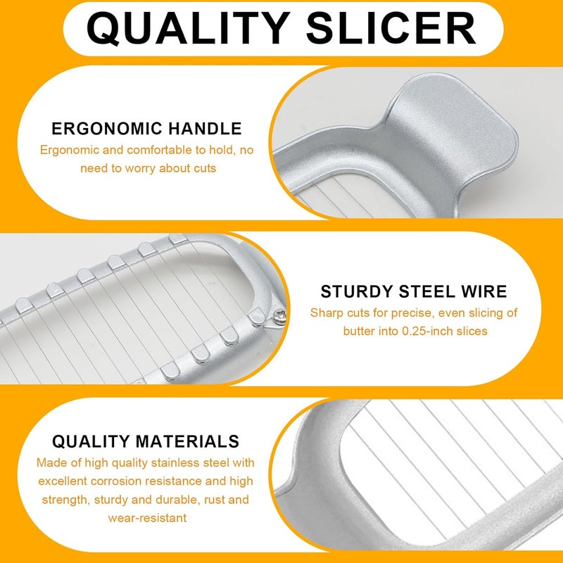 Bcautay Butter Slicer Cutter Stainless Steel Multipurpose Cheese Slicer for Block Cheeses and Butter Gadgets Accessories - Image 3