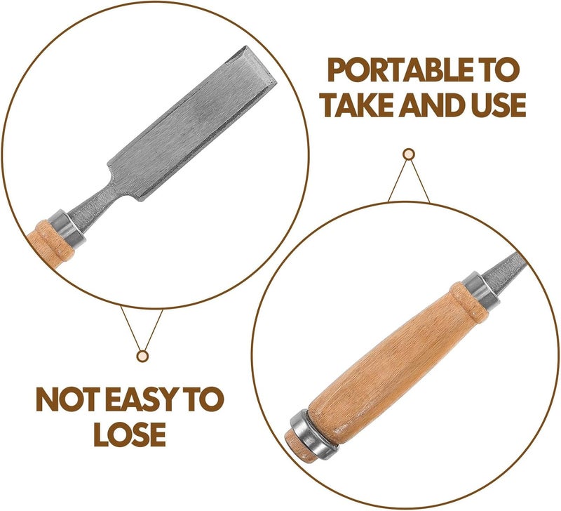4pcs Woodworking Chisel Set with Cast Iron Hanging Pouch, Flat and Gouge Firmer Chisels with Wooden Handles for Wood Carving, DIY Wood Shaping, and Woodcutting Tasks - Image 3
