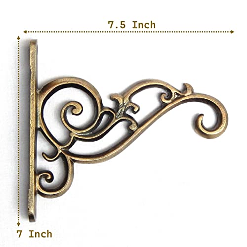 ecofynd 1 Pack Metal Wall Hook Hanging Plant Bracket | Decorative Straight Plant Hanger for Pots, Bird Feeders, Planters, Lanterns, Cotton, Wind Chimes Indoor Outdoor, Brass Antique - Image 3