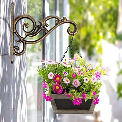 ecofynd 1 Pack Metal Wall Hook Hanging Plant Bracket | Decorative Straight Plant Hanger for Pots, Bird Feeders, Planters, Lanterns, Cotton, Wind Chimes Indoor Outdoor, Brass Antique - Image 4