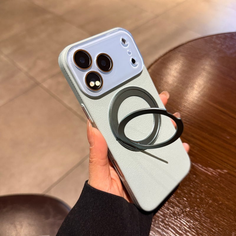 غطاء MagSafe بملمس باللون Mint مغناطيسي بوظيفة حامل جلد لـ iPhone 14 / 14 Plus / 14 Pro / 14 Pro Max مع مغناطيس قوي وحماية من السقوط مع مقاوم للصدمات مع حامل قائم مع تغطية كاملة - Image 1