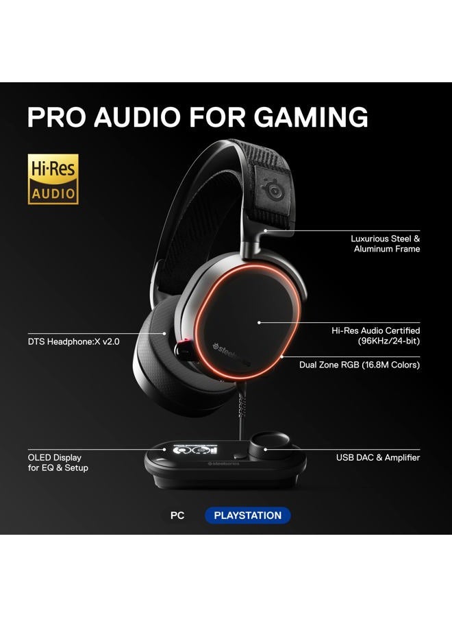 steelseries Arctis Pro + GameDAC Wired Gaming Headset - Certified Hi-Res Audio - Dedicated DAC and Amp - for PS5/PS4 and PC - Black - Image 3