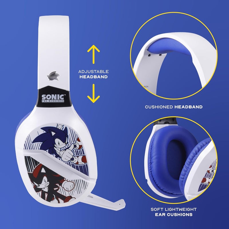 Vivitar Sonic The Hedgehog Wireless Gaming Headset with Bluetooth, Low Latency, Cushioned Ear Cups, Boom Mic for PC, Phone, Gaming Headphones with Adjustable Microphone - Image 3