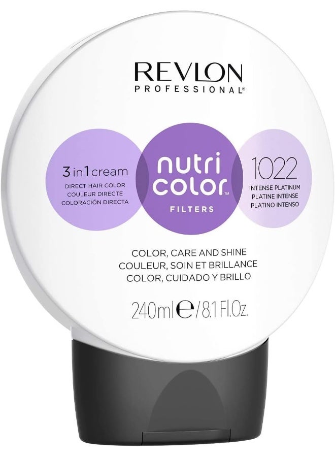 Revlon Professional Nutri Color Filters, Metallic Semi-Permanent Hair Color, 1022 Intense Platinum, 240 ml - Image 1