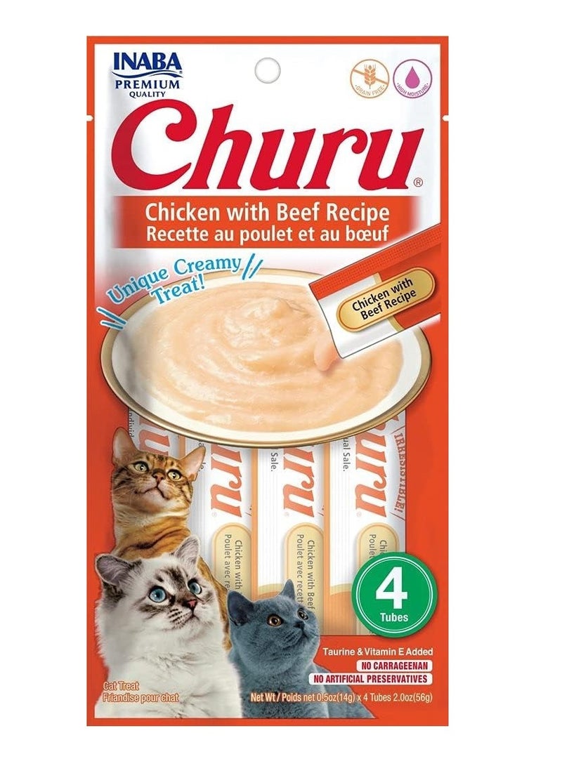 Inaba Churu Chicken & Beef Paste, 4 x 14g - Image 1