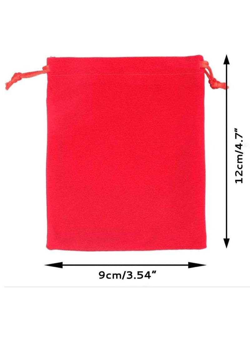 MARKQ Velvet Gift Bags 9 x 12 cm Drawstring Jewelry Pouches for Candy Wedding Party Favor Valentine Day Bags Red | 12 Bags  - Image 2