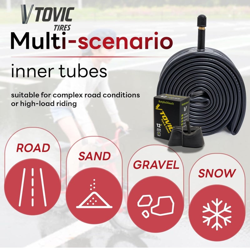 V-Tovic Tires 26" Bike Inner Tube AV48 Valve 26x2.35 | Heavy Duty Butyl Rubber Tube for Mountain, Road, City & Wheelchair Bicycle Tires - Image 3