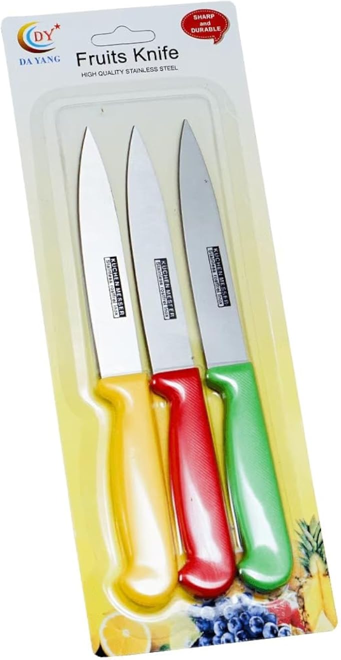 Premium Stainless Steel Kitchen Knife Set â€“ Set of 3 Sharp Knives with Ergonomic Handles, Durable & Multi-Purpose for Home Cooking (Shape 1)
