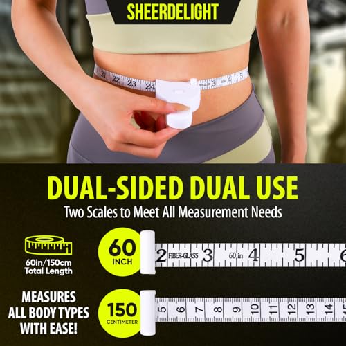 SheerDelight Body Measuring Tape, 2 Pack Retractable Measuring Tape for Body Measurements with Locking Mechanism and Push Button, Automatic Body Tape Measure for Fitness & Tailoring - White - Image 5