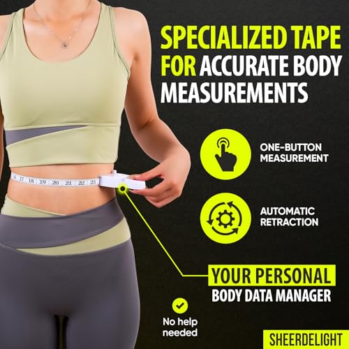SheerDelight Body Measuring Tape, 2 Pack Retractable Measuring Tape for Body Measurements with Locking Mechanism and Push Button, Automatic Body Tape Measure for Fitness & Tailoring - White - Image 2