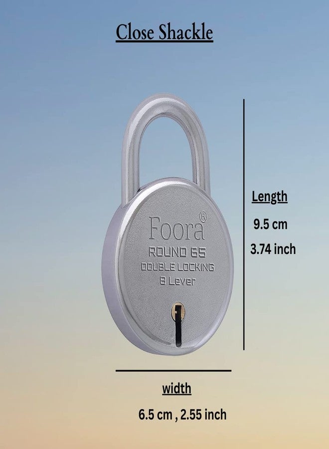 Foora Aligarh Lock for Door, Gate, Shutter with 10 Keys - Round 65mm Padlock, Double Locking Mechanism, 8 Lever, Silver Finish - Image 5