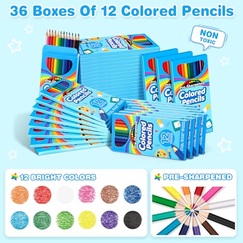 Jumlys 432 Count Colored Pencils Bulk for Kids 36 Packs Presharpened Coloring Pencils in 12 Colors Bulk School Supplies for Teachers Ideal Back to School Supplies Classroom Prizes - Image 5