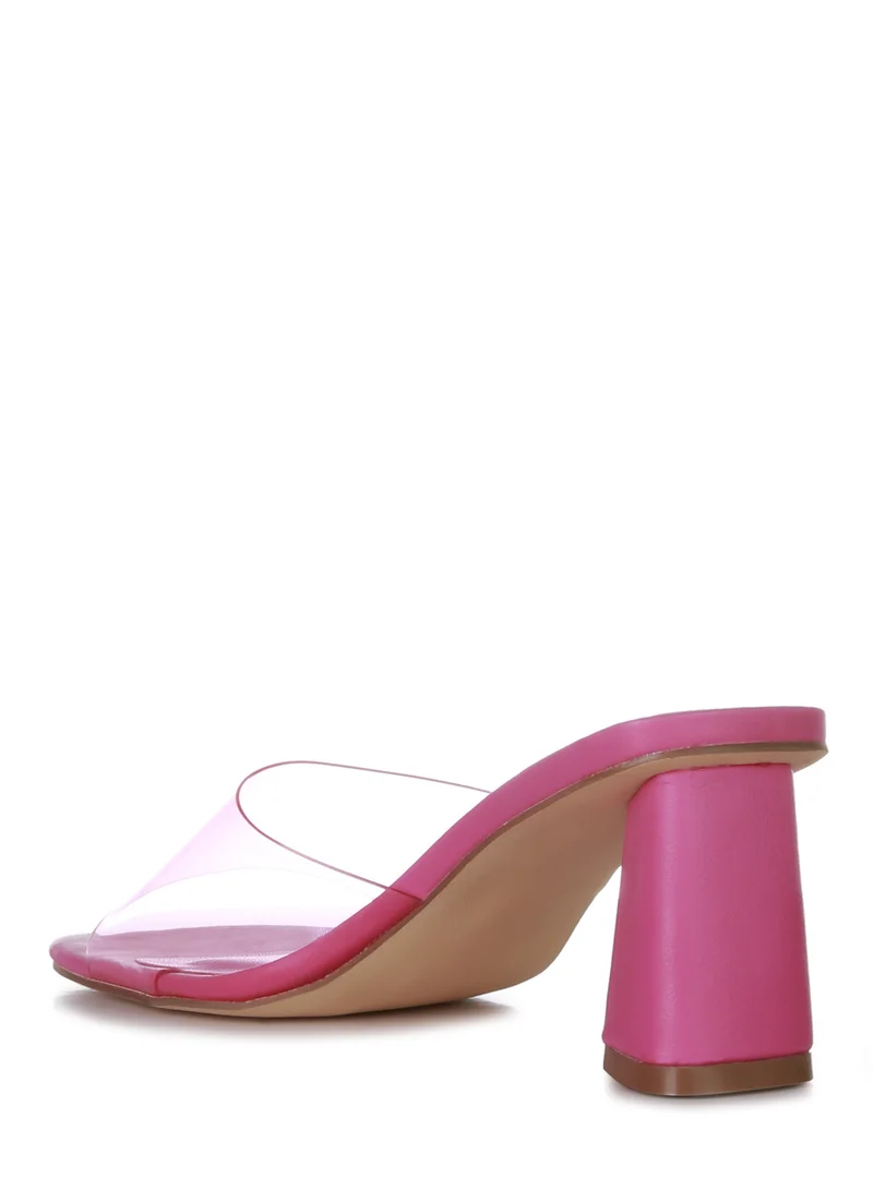 London Rag Fuchsia Clear Strap Slip On Sandal