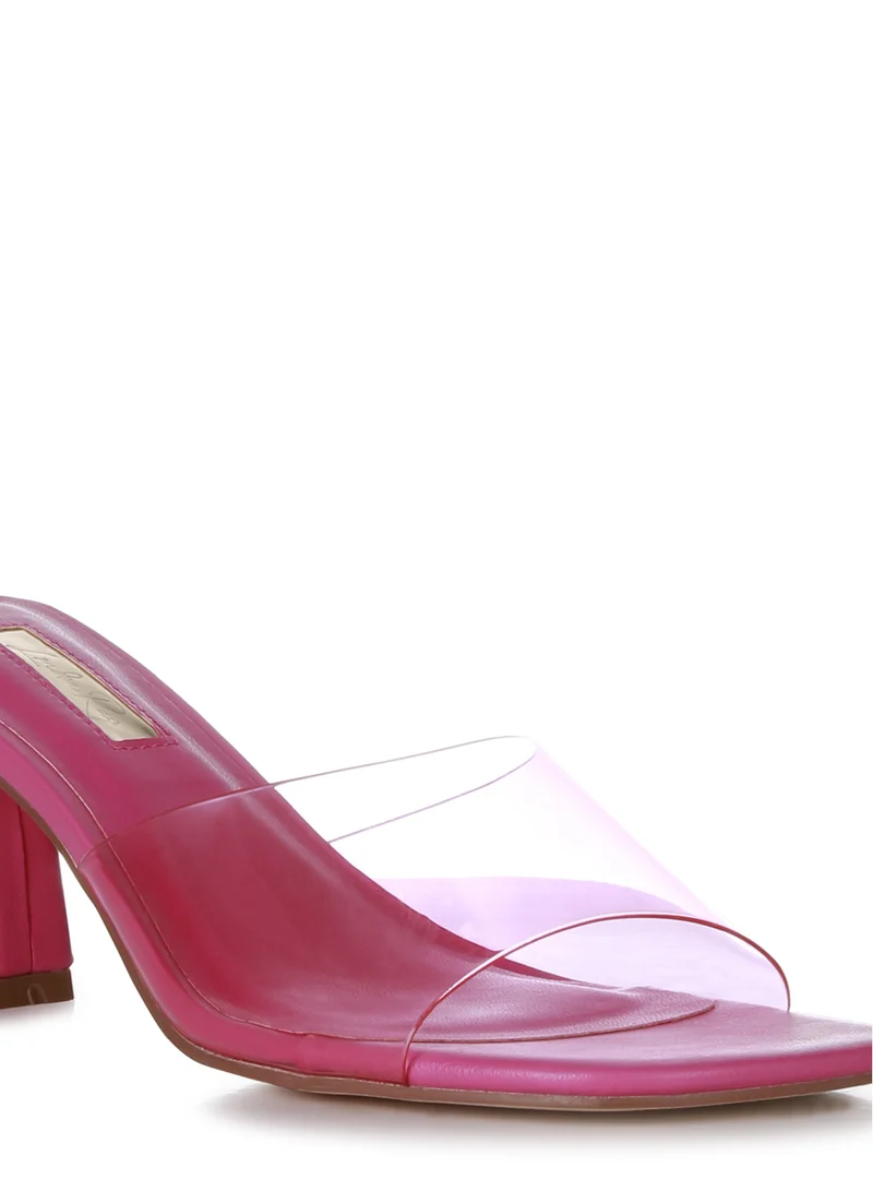 London Rag Fuchsia Clear Strap Slip On Sandal