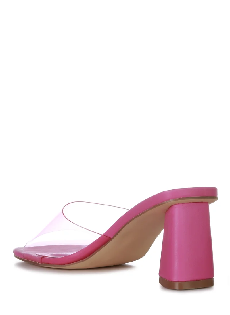 London Rag Fuchsia Clear Strap Slip On Sandal