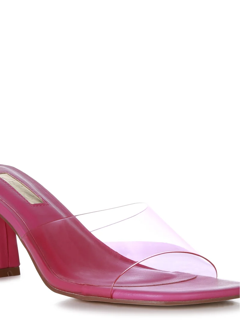 London Rag Fuchsia Clear Strap Slip On Sandal