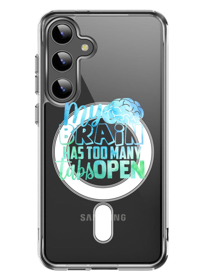 Theodor - Magnetic Case for Samsung Galaxy S24 Plus 6.7-inch Compatible with MagSafe Wireless Charging, Shockproof Phone Bumper Cover My brain has too many tabs open copy - Image 1