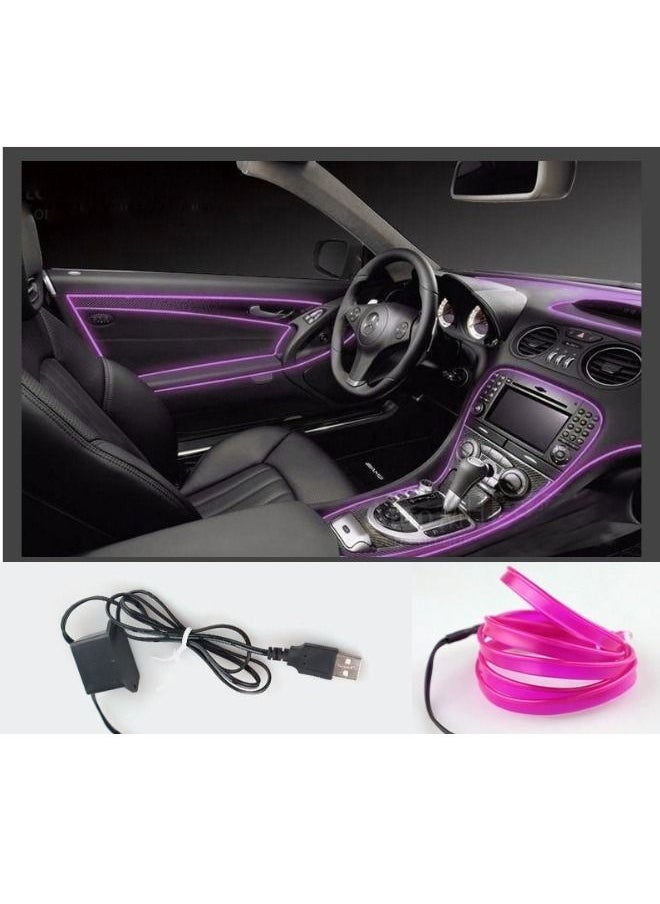 Neon Rope Car Party Dance With LED Cold Light Atmosphere Decorative Lights Inner Cold Light Light Strip Decorative Lights Retrofit Purple – 3M