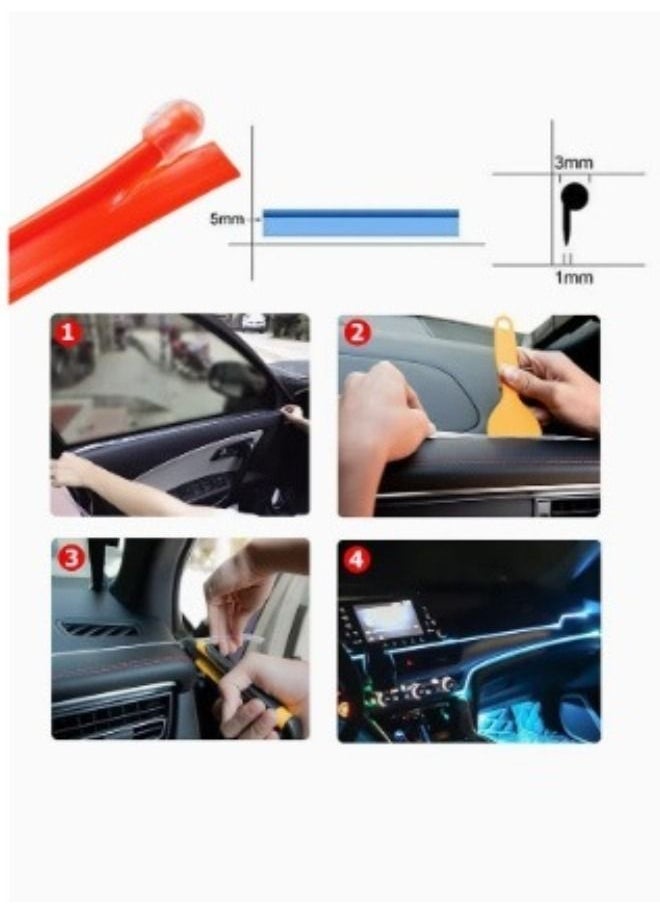 Neon Rope Car Party Dance With LED Cold Light Atmosphere Decorative Lights Inner Cold Light Light Strip Decorative Lights Retrofit Purple – 3M