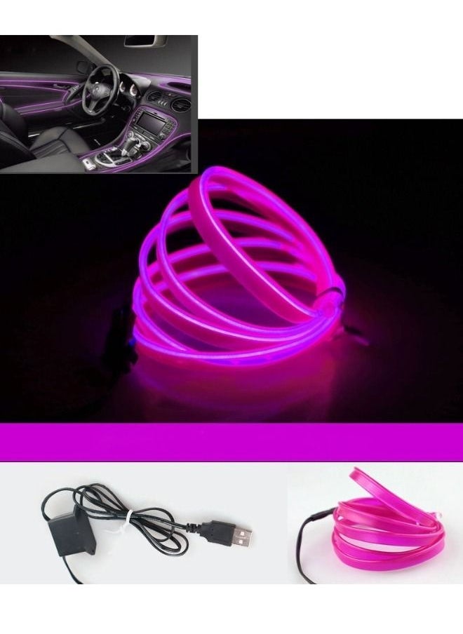 Neon Rope Car Party Dance With LED Cold Light Atmosphere Decorative Lights Inner Cold Light Light Strip Decorative Lights Retrofit Purple – 3M