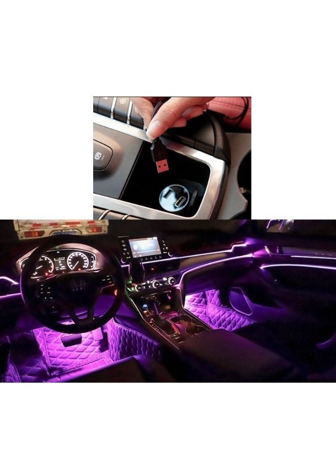 Neon Rope Car Party Dance With LED Cold Light Atmosphere Decorative Lights Inner Cold Light Light Strip Decorative Lights Retrofit Purple – 3M