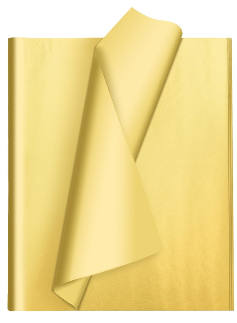 Gold Tissue Paper for Gift Bags 105 Sheets SingleSided Metallic Wrapping Craft Papers Bulk for DIY Artworks Flower Decoration 12 x 20 Inches