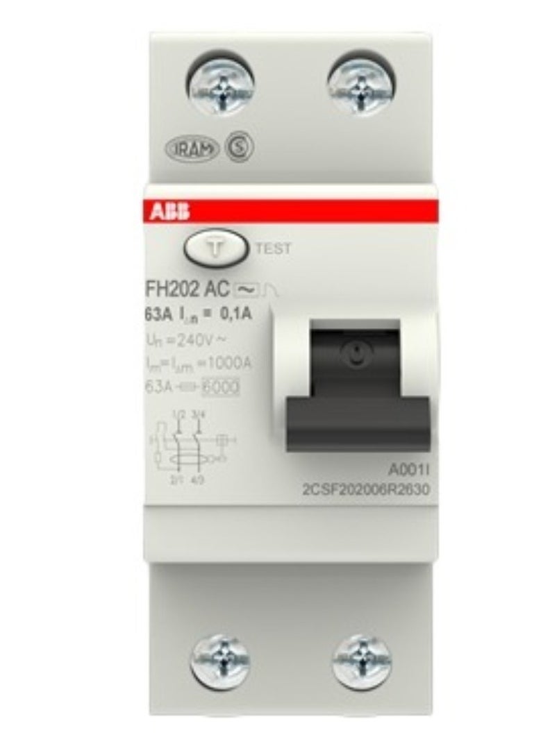 ABB - FH202 632100 63A 2P ELCB 100MA - Image 1