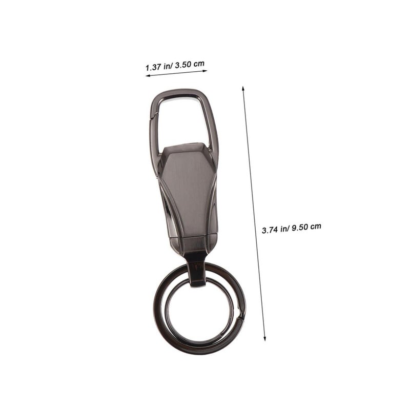 Spring Design Metal Keychain Phone Bracket Holder With Leash Black Push Type - Image 2