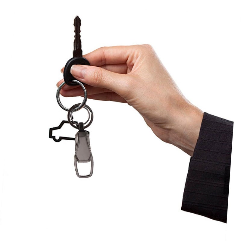 Spring Design Metal Keychain Phone Bracket Holder With Leash Black Push Type - Image 4