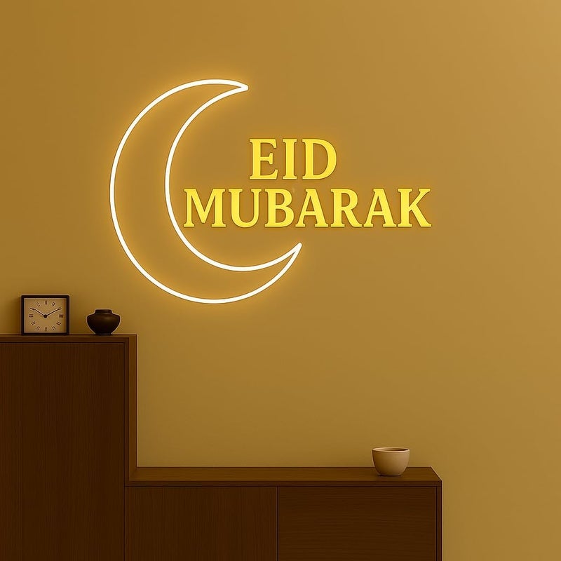 Horoof Home Eid Mubarak Moon Neon LED Wall Light - Image 1
