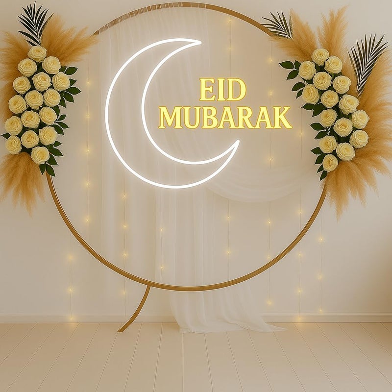 Horoof Home Eid Mubarak Moon Neon LED Wall Light - Image 2
