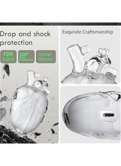 Generic for Airpods Pro 2 Case 3D Heart, Liquid Silicone Transparent Cover with Metal Keychain, Fantasy Design for Airpod Pro 2nd Generation Case, Anatomical Heart Ornament (Pink, for AirPods 3)  - Image 2