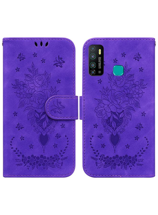 اس-توب جراب لهاتف Infinix Hot 9 X655C / Note 7 Lite، جراب جلدي منقوش بنقشة فراشة وردية - Image 1