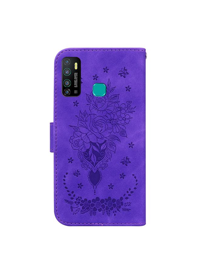 اس-توب جراب لهاتف Infinix Hot 9 X655C / Note 7 Lite، جراب جلدي منقوش بنقشة فراشة وردية - Image 3