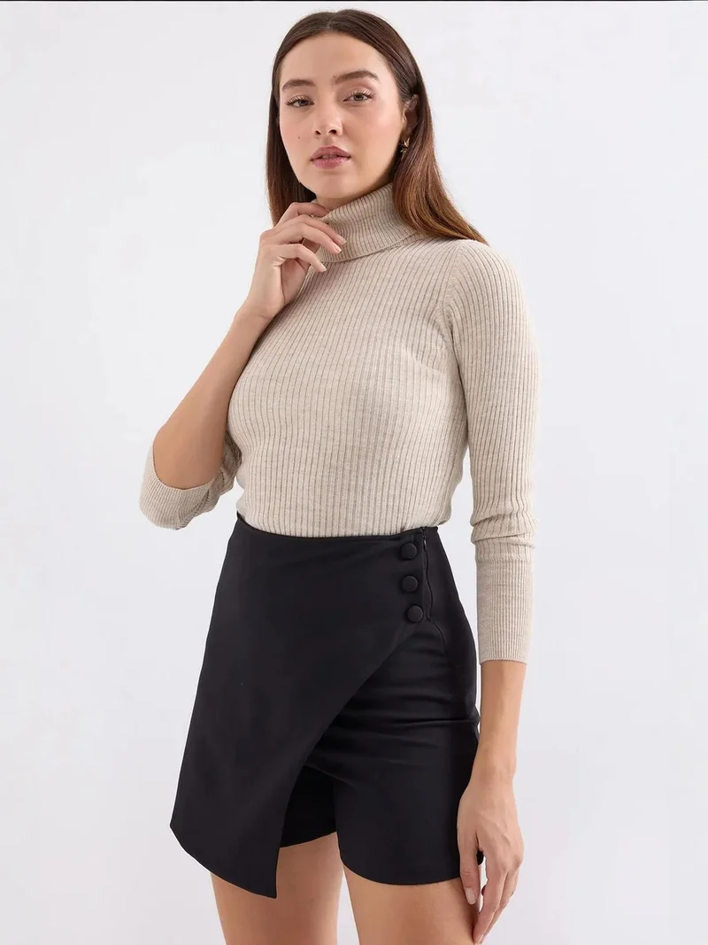 BIG DART BDART Textured Turtleneck Fitted Sweater