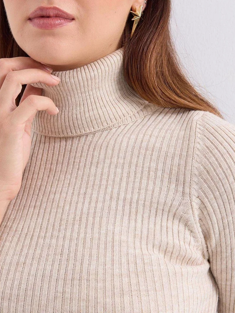 BIG DART BDART Textured Turtleneck Fitted Sweater