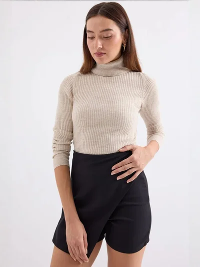 BIG DART BDART Textured Turtleneck Fitted Sweater