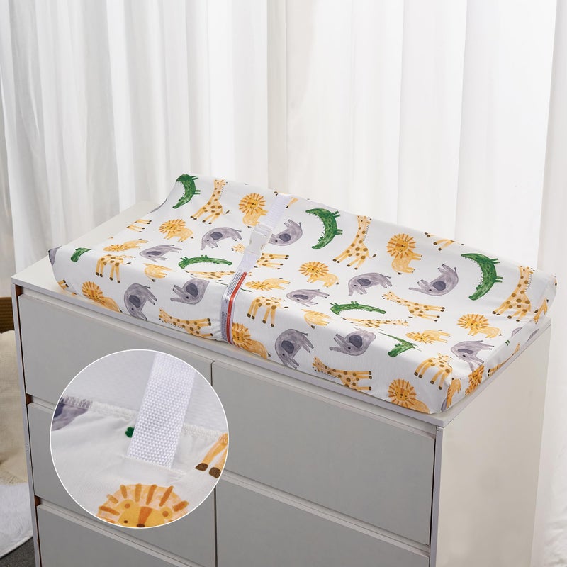 TILLYOU Baby Changing Pad Cover, Changing Table Cover for Girls Boys, Ultra Soft Breathable, 2 Pack African Steppe & Grey - Image 3